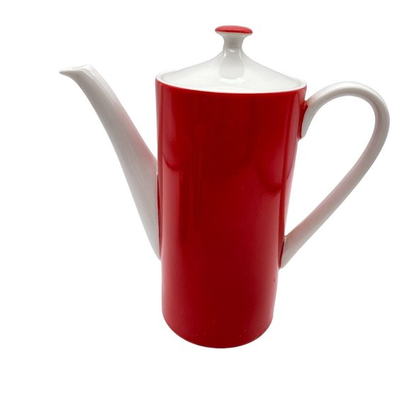 Vintage MCM coffee set Japan red white OCM coffee pot six cups ceramic - Picture 4 of 12